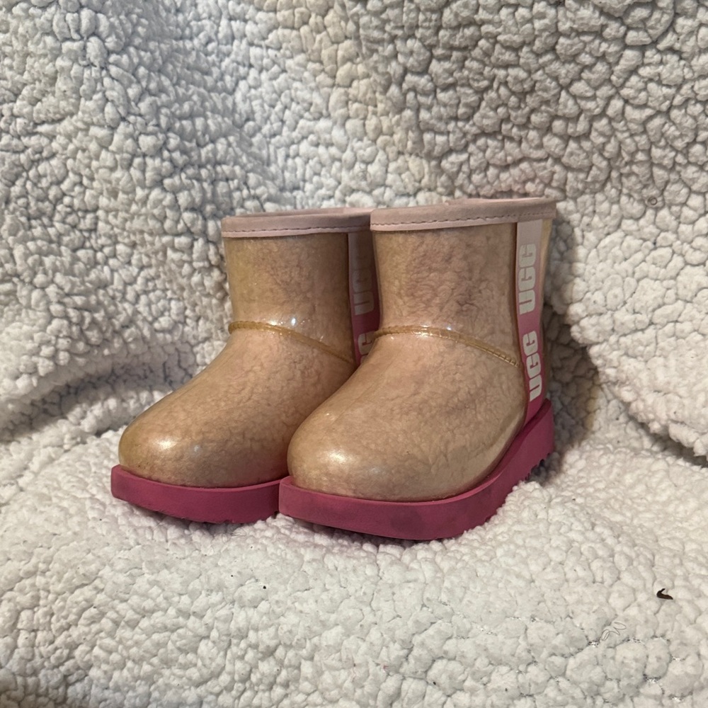 UGG Kids' Glitter Tan and Pink Boots